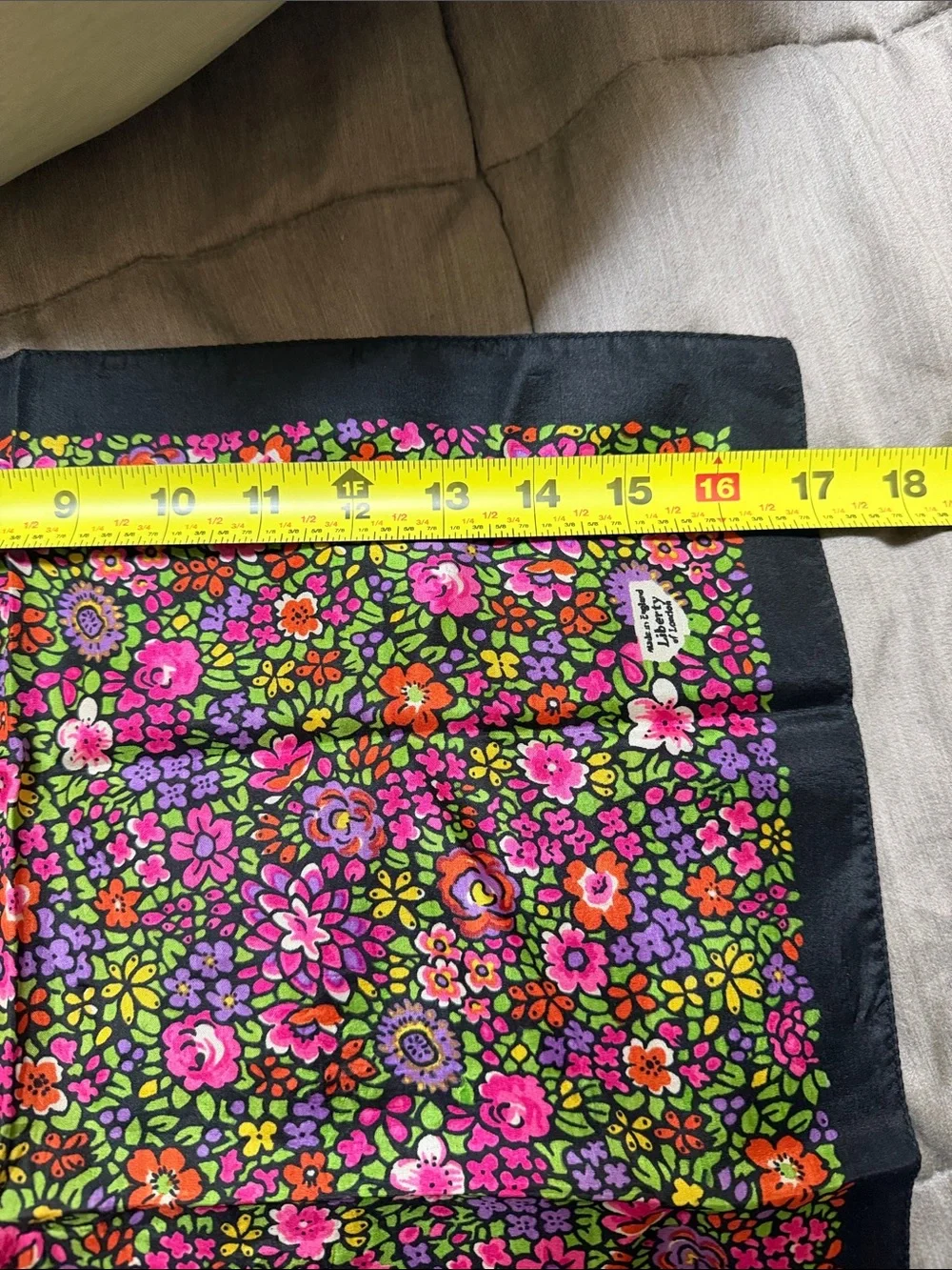 Liberty of London ~Floral Silk Scarf - Purple & Green Blooms Square